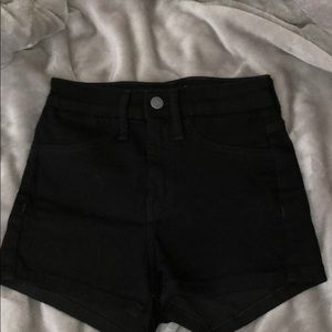 high waisted black denim shorts